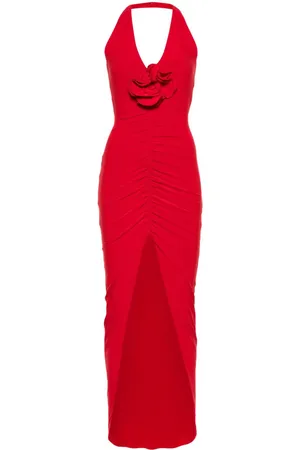 NISSA Gerafftes Abendkleid mit Blumenapplikation