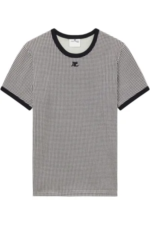 Courrèges T-Shirt mit Hahnentrittmuster