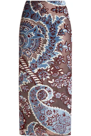 Etro Samt-Midirock aus Tüll und Jacquard
