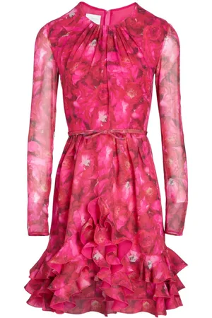 Giambattista Valli Kleid aus Seidengeorgette mit Rose Mania-Print