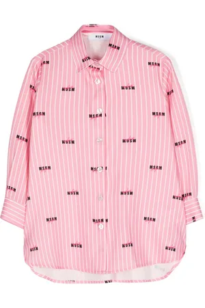 Msgm Gestreiftes Hemd mit Logo-Print