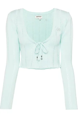 Musium Div. Cropped-Cardigan mit Lochstrickmuster