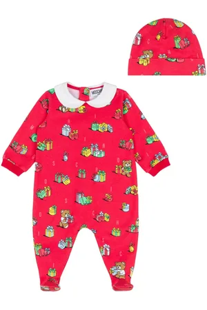 Moschino Set aus Strampler und Mütze mit Teddy-Print