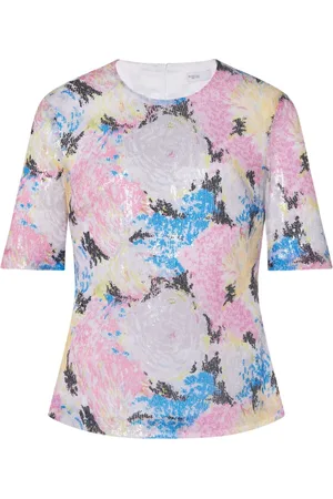 ROSETTA GETTY Pailletten-T-Shirt mit blumigem Print