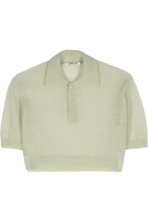 Auralee Fein gestricktes Cropped-Poloshirt