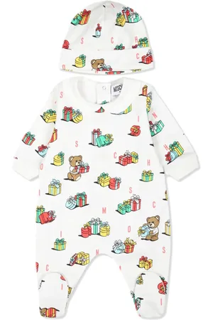 Moschino Set aus Strampler und Mütze mit Teddy-Print