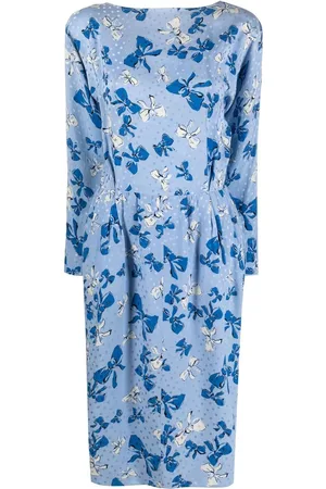 Saint Laurent 1980 Seidenkleid mit Schleifen-Print