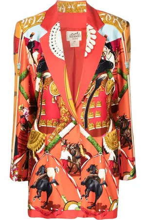 Hermès 1990 einreihiges Sakko mit Print
