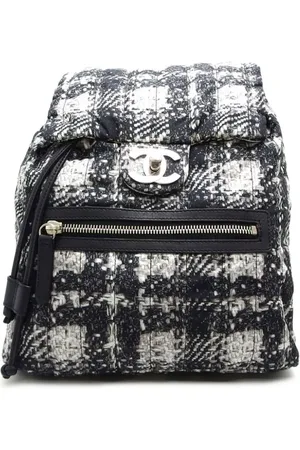 CHANEL Mittelgroßer Tweed-Rucksack mit CC Lock