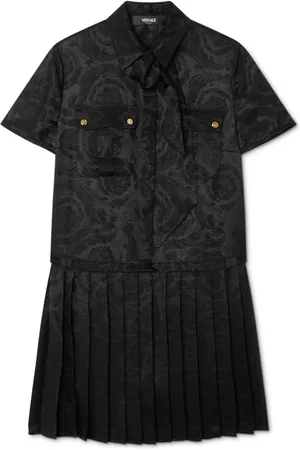 VERSACE Plissiertes Barocco Lavallière Minikleid