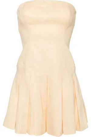 Reformation Schulterfreies Isabeli Leinenkleid