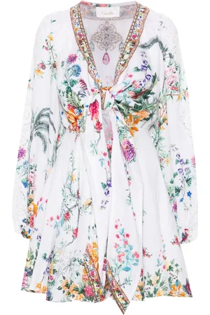 Camilla Minikleid mit Plumes and Parterres-Print
