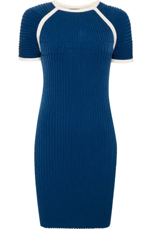 CHANEL 2000s geripptes Minikleid mit Kontrastsaum
