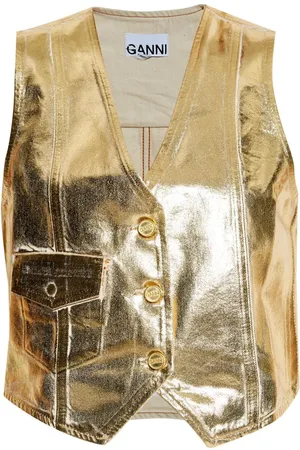 Ganni Metallic-Weste aus Bio-Baumwolle