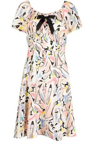 CHANEL 1990-2000 Kleid mit Print