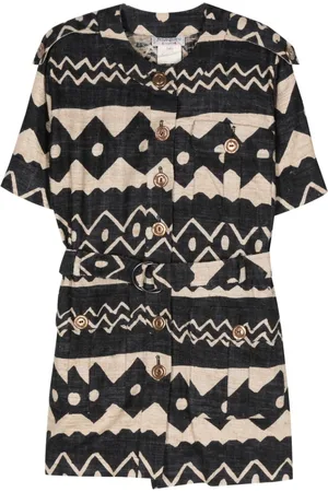 Saint Laurent 1980s Mantel mit geometrischem Print