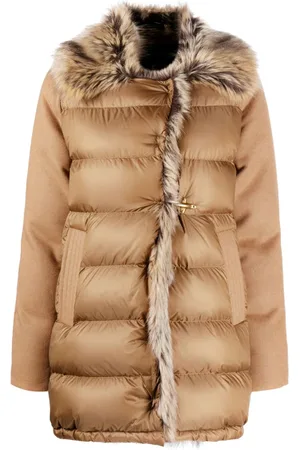 FAY Gefütterter Mantel mit Faux-Fur-Besatz