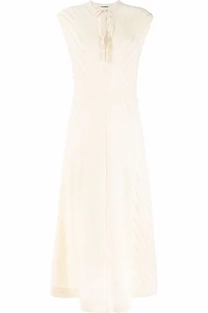 Jil Sander Gestreiftes Maxikleid mit V-Ausschnitt