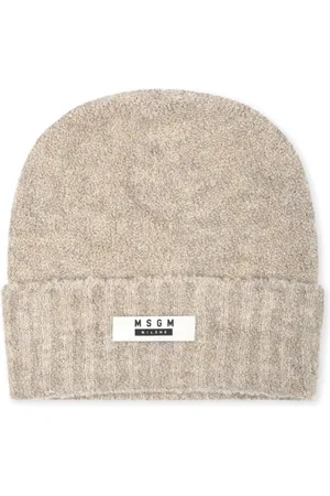 Msgm Gestrickte Beanie mit Logo-Patch
