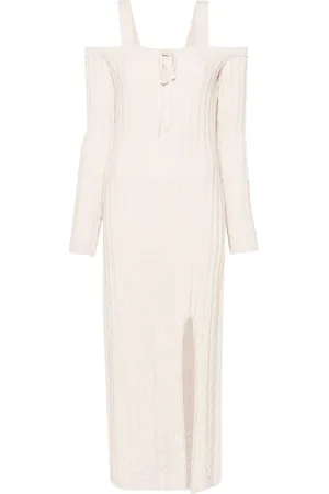 Twin-Set Schulterfreies Kleid aus Rippstrick