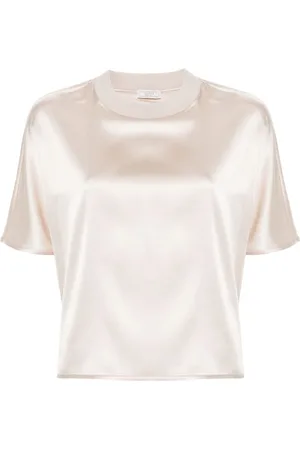 PESERICO SIGN Satinbluse mit rundem Ausschnitt