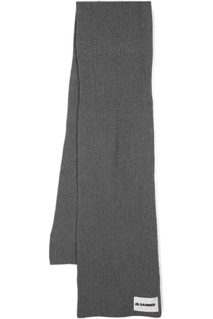 Jil Sander Gerippter Strickschal mit Logo-Patch