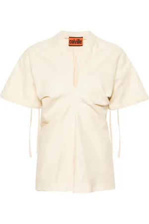 Colville Canvas-Bluse mit V-Ausschnitt