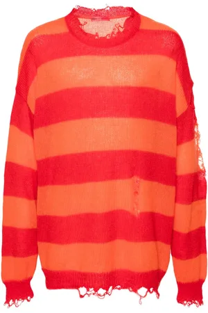 Members OF The Rage Gestreifter Distressed-Pullover