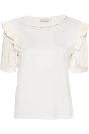 Liu Jo Gerüschtes T-Shirt mit Strass