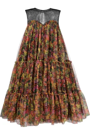 Serafini Gestuftes Kleid mit Blumen-Print