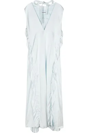Jil Sander Satin-Maxikleid mit Rüschenbesatz