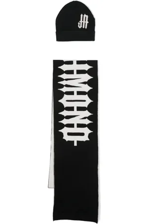John Richmond Beanie-Set aus Logo-Jacquard