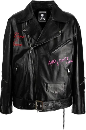 MASTERMIND Lederjacke mit Stickerei