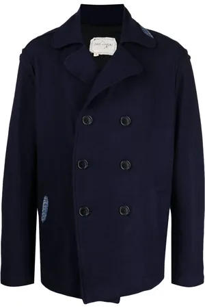 GREG LAUREN Doppelreihige Jacke mit Denim-Patch