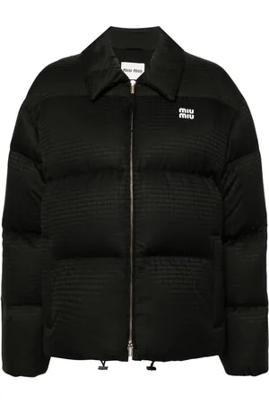 Miu Miu Gefütterte Jacke mit Logo-Applikation
