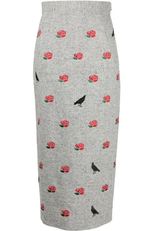 Thom Browne Bleistiftrockk mit Rosenstickerei