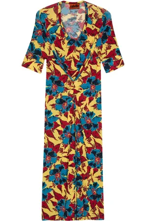Colville Gerafftes Midikleid mit Blumen-Print