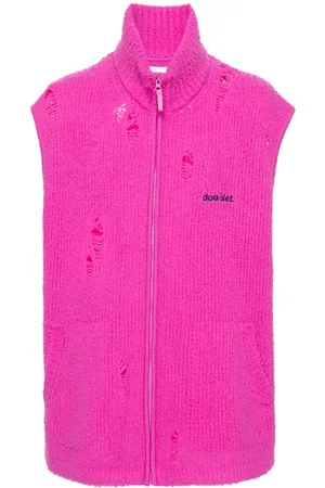 DOUBLET Distressed-Weste mit Logo-Stickerei