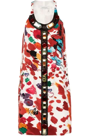 Saint Laurent Midikleid mit abstraktem Print