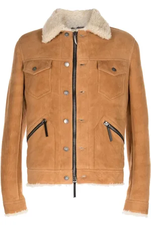Giuseppe Zanotti Wildlederjacke mit Shearling-Kragen