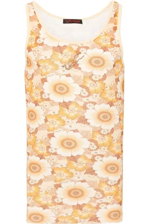 LU’U DAN Geripptes Trägershirt mit Blumen-Print