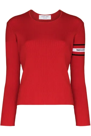 Marine Serre Intarsien-Pullover mit Logo