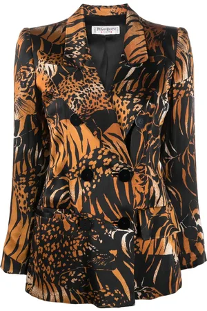 Saint Laurent 1990s Blazer aus Seide mit Animal-Print