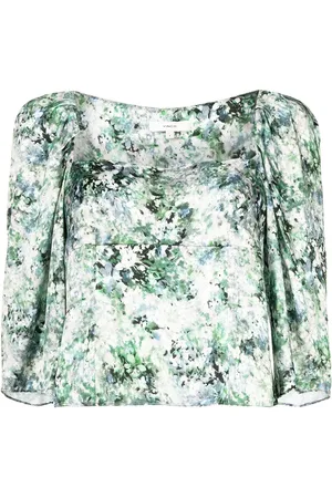 Vince Florale Bluse mit eckigem Ausschnitt