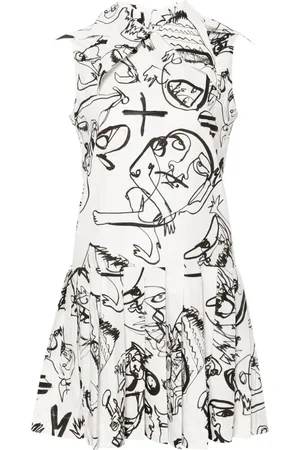 Charles Jeffrey Loverboy Plissiertes Minikleid mit abstraktem Print