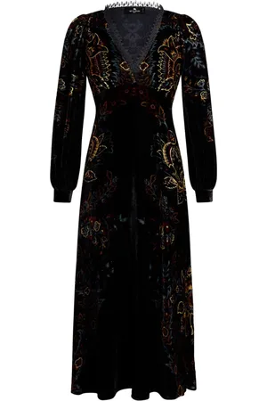 Etro Samtkleid mit Blumen-Print