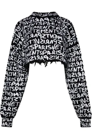 Vetements Intarsien-Merinopullover mit Grafiti-Logo