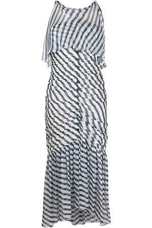 CHANEL 2008 gestreiftes Midikleid mit Raffungen