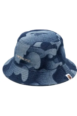 A Bathing Ape Jeans-Fischerhut mit Logo-Patch
