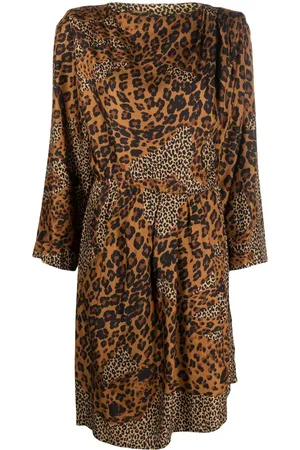 Saint Laurent 1980s Seidenkleid mit Leoparden-Print